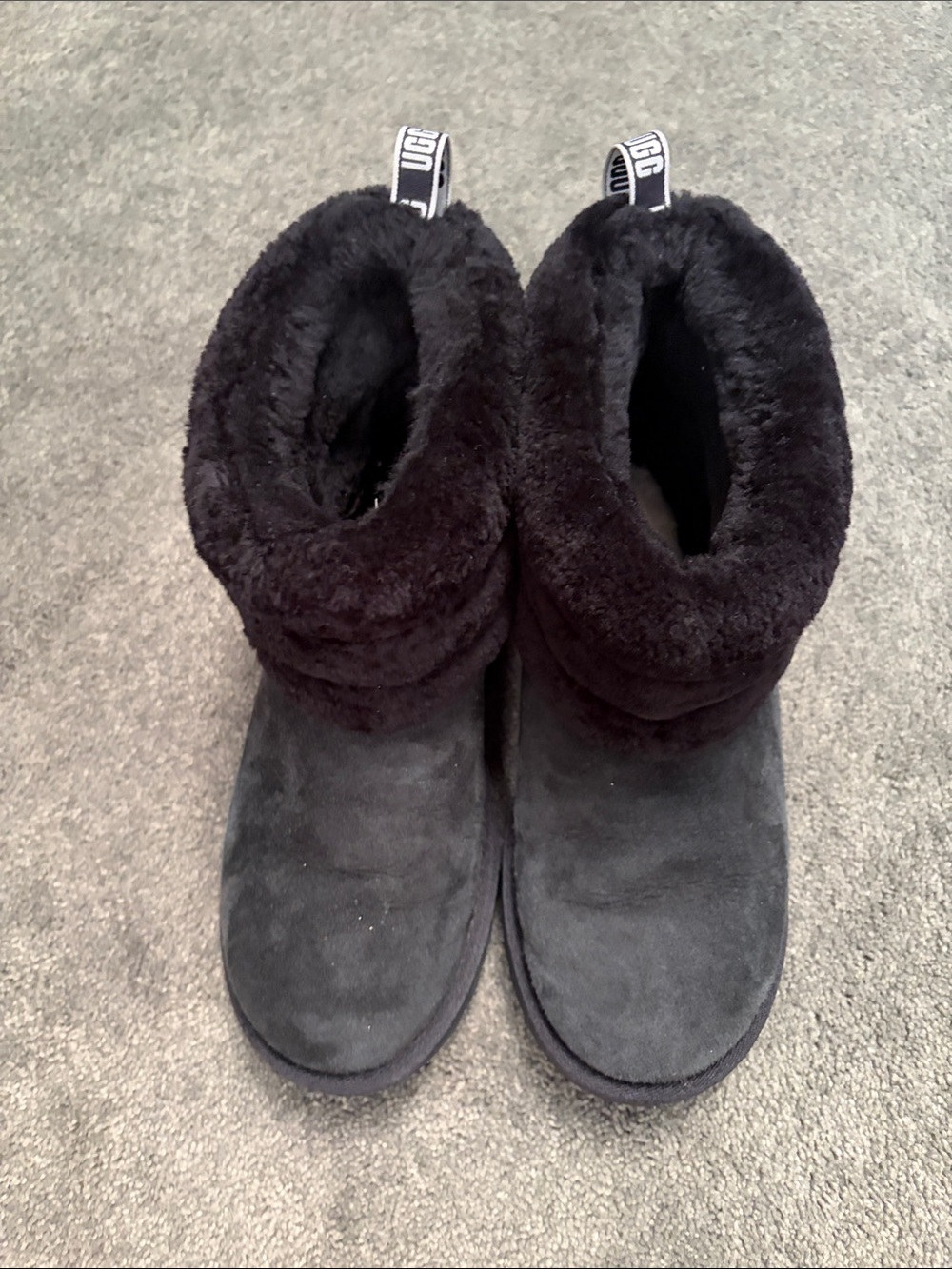UGG Black Shearling Fold-Down Ankle Boots